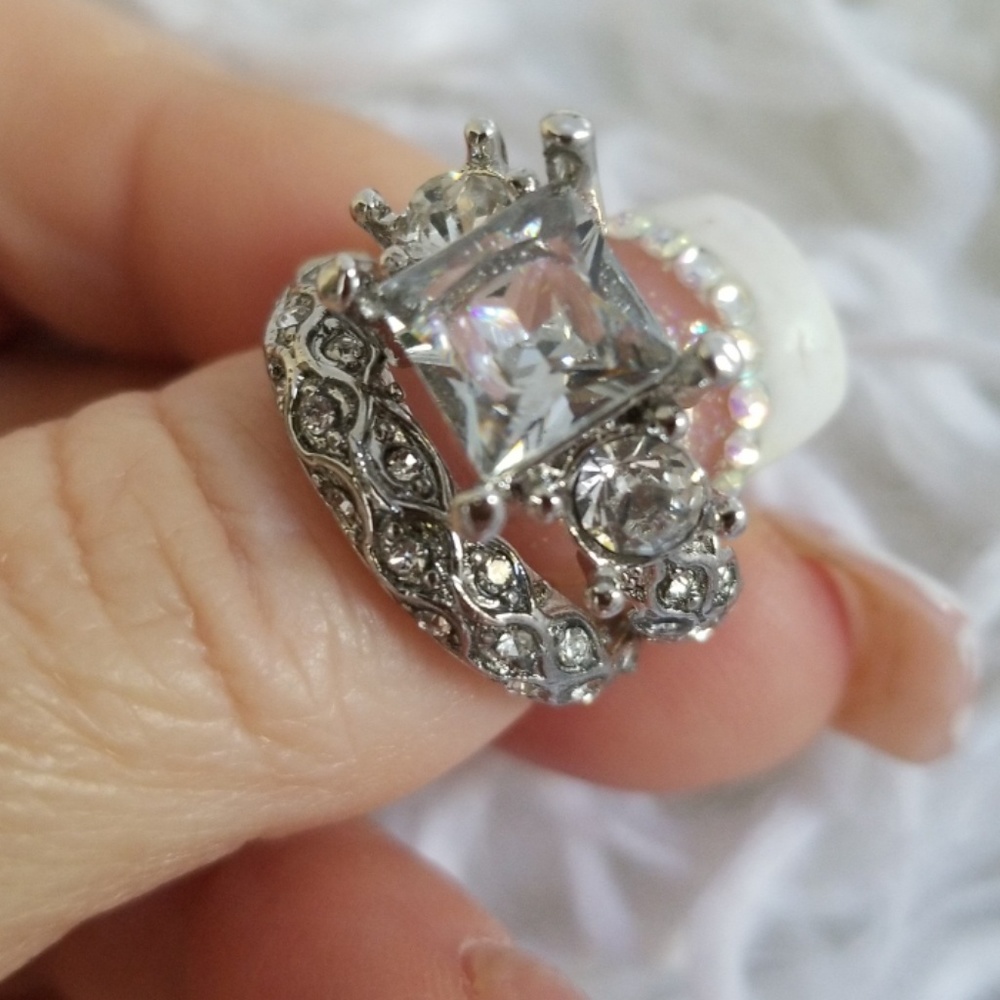 .925 Sterling Silver Wedding Ring Set 6 - Picture 6 of 7